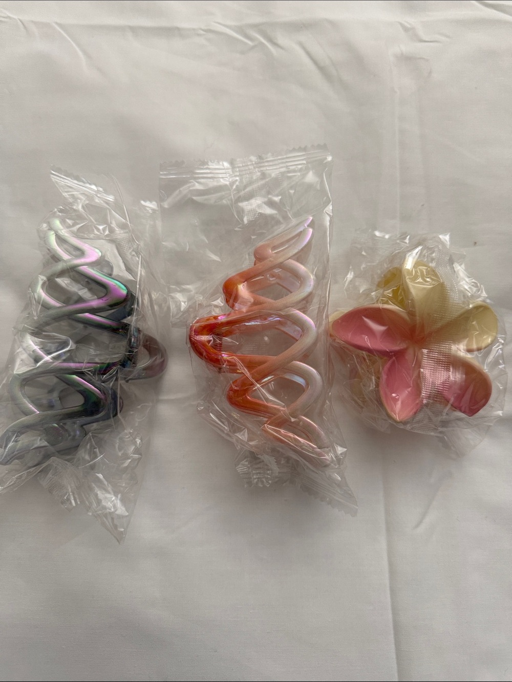 Kids Spiral Hair Clips and Flower Hair Clip Set - Pink, Orange, Iridescent